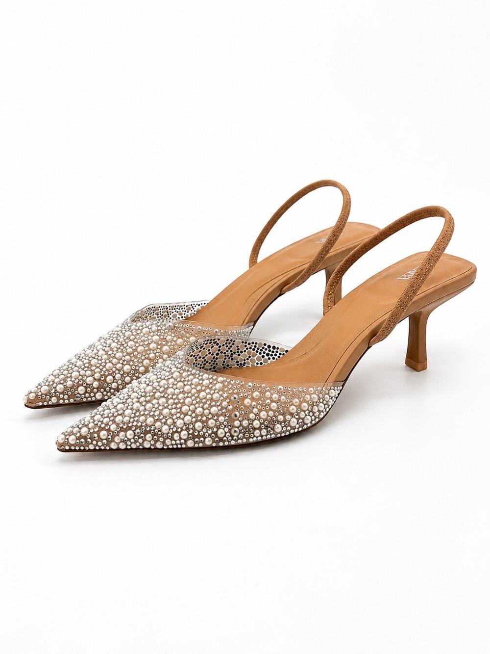 Zara Size 38 Slighback High Heel Faux Pearl Wedding Mother of Bride